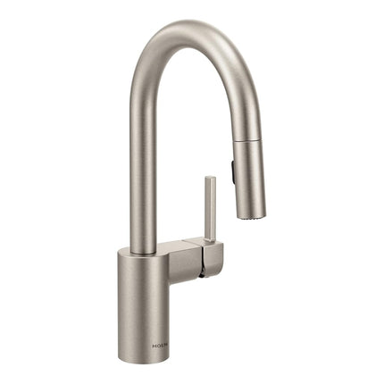 Moen 5965SRS Align One-Handle Pulldown Bar Faucet with Power Clean Featuring Reflex, Stainless Steel, 0.375