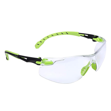 3M Safety Glasses, Solus 1000 Series, ANSI Z87, Scotchgard Anti-Fog, Clear Lens, Green/Black Frame