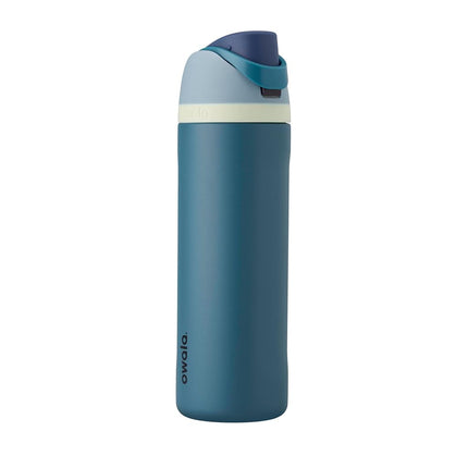 Botella de agua Owala FreeSip de acero inoxidable con aislamiento y pajita para deportes y viajes, a prueba de fugas, sin BPA, 710 ml, vaquero
