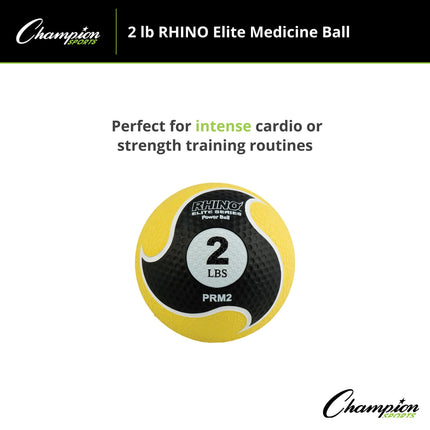 Champion Sports Rhino Elite Medicine Ball (2 pounds), Yellow