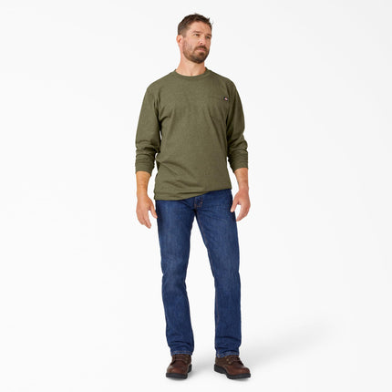 Dickies Homme Grande Taille Manches Longues Col Ras du Cou Lourd, Kaki, 34W x 34L