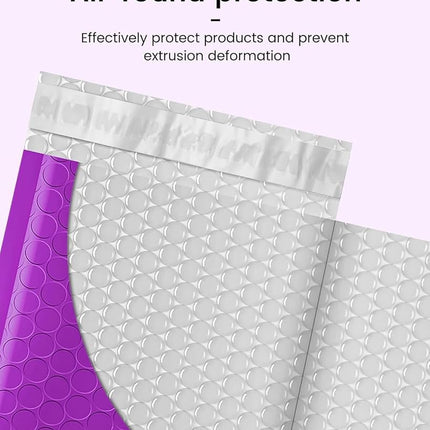 GSSSUSA 50 Pack 4x8 Padded Bubble Mailers, 4x7 Inch Usable Size Small Envelopes with Adhesive Strip for Jewelry Mailing Small Business, Purple