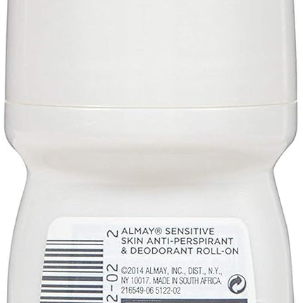 Almay Anti-Perspirant & Deodorant, Sensitive Skin, Roll-On, Fragrance Free 1.7 oz (Pack of 12)
