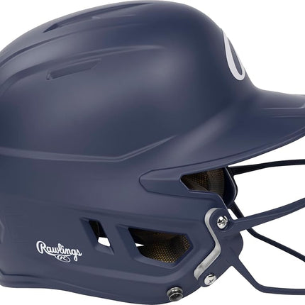 Rawlings | Casco de bateo de sóftbol MACH HI-VIZ | Protector facial adjunto | Azul marino | Junior - 6 3/8" - 7 1/8"