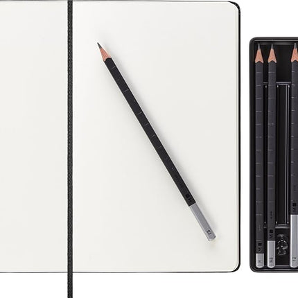 Moleskine 13 x 21 cm Large Art Collection Sketching Kit Notebook Sketching Album with Hard Cover and Elastic Closure, Paper Suitable for Pencils and Crayons, Black, 104 Pages