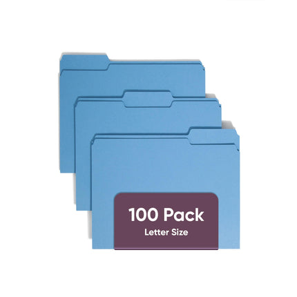 Smead Blue File Folders for Documents, with 1/3-Cu