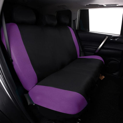 Flying Banner car seat Covers Full Set All Air Mesh Breathable Man Lady Airbag Compatible Rear Bench Split 40/60 50/50 60/40 Truck Pick Up (Full Set - Low Back, Black Gray Purple)