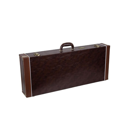 Crossrock Wooden Rectangular Case for F-style mandolas by Gibson and Eastman, with Interior Compartment-Stainless Steel Latches, Sponge Lining, Metal Feet-Vintage Brown (CRW620MLBR-R)