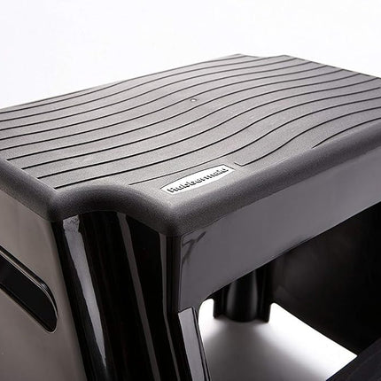 Rubbermaid RM-P2 2-Step Molded Plastic Stool with Non-Slip Step Treads, 300-Pound Capacity, Black Finish by Rubbermaid