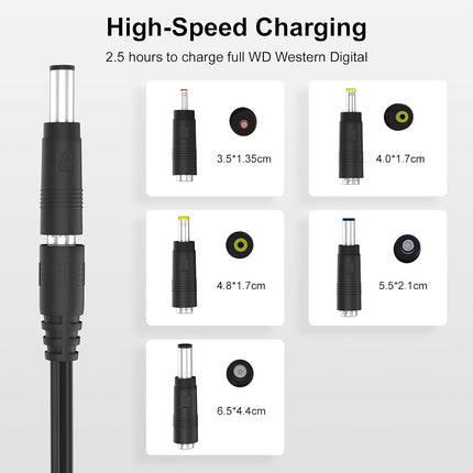 12V Charger AC Power Cord for WD Western Digital - Fit for My Book Essential External Hard Drive HDD, WD_Black D10, Avolusion PRO-5X External Hard Drive, Seagate Freeagent Goflex, Backup Plus SRD0SD0