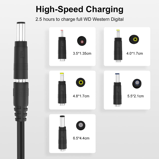 12V Charger AC Power Cord for WD Western Digital - Fit for My Book Essential External Hard Drive HDD, WD_Black D10, Avolusion PRO-5X External Hard Drive, Seagate Freeagent Goflex, Backup Plus SRD0SD0