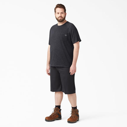 Dickies Mens Cooling Short Sleeve Pocket T-Shirt, Knit Black Heather, Large