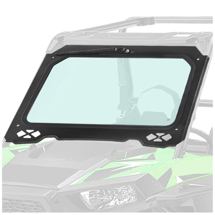 Parabrisas de cristal totalmente ventilado ECOTRIC con limpiaparabrisas, compatible con Polaris RZR 900 1000 Trail, S, XP Turbo 2014-2018, marco negro