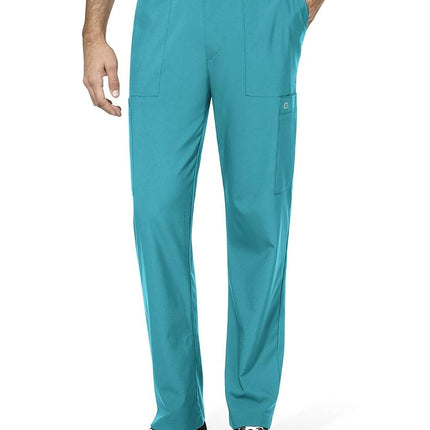 WonderWink 5355ATEALMD W123 Men's Flat Front Cargo Pocket Pant, Teal Blue, Standard-M Size