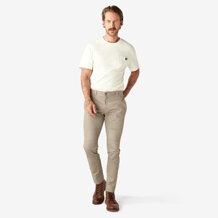 Dickies Men's Skinny Straight Double Knee Work Pants - Durable, Slim Fit, Industrial Uniform & Workwear, Desert Sand V1, 31W x 32L