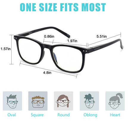 Blue Light Blocking Glasses, Blue Blocker Computer Glasses for Men Women, Anti Glare 400 UV & Eye Strain Fake Square Glasses, Tortoise + Black, 0.00X