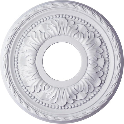 Ekena 11 3/8" OD x 3 5/8" ID x 7/8" P Palmetto Ceiling Medallion (Fits Canopies up to 4 1/2"), Polyurethane, Primed