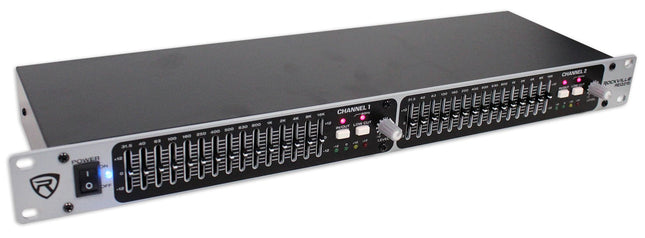Rockville REQ215 Dual 15 Band 1/3 Octave Graphic Equalizer with Sub-Output!