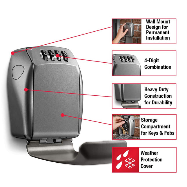 Master Lock Heavy Duty Key Lock Box, Key Box, Wall Mount, Share Key Safe�s Combo with Tenants, Guests, Cleaning Crews, Ideal for Landlords, Realtors, Property Managers, Holds 5 Keys, 5415D