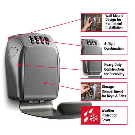 Master Lock Heavy Duty Key Lock Box, Key Box, Wall Mount, Share Key Safe�s Combo with Tenants, Guests, Cleaning Crews, Ideal for Landlords, Realtors, Property Managers, Holds 5 Keys, 5415D