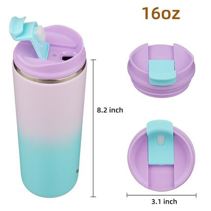 Konokyo Tumbler with Lid, 16 oz Travel Coffee Mug Double Wall Vacuum Stainless Steel Thermal Metal Cup Insulated Water Bottle,Lavender Green