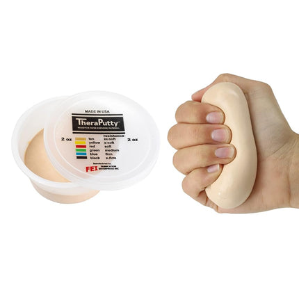 CanDo TheraPutty Standard Hand Exercise Putty For Rehabilitation, Exercises, Hand Therapy, Occupational Therapy, Hand Strengthening, Improve Motor Skills, Stress Relief 3 oz Tan XX-Soft