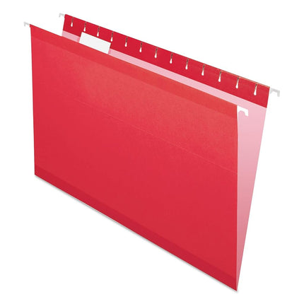 Pendaflex Reinforced Hanging File Folders, Legal Size, Red, 1/5 Cut, 25/BX (4153 1/5 RED)