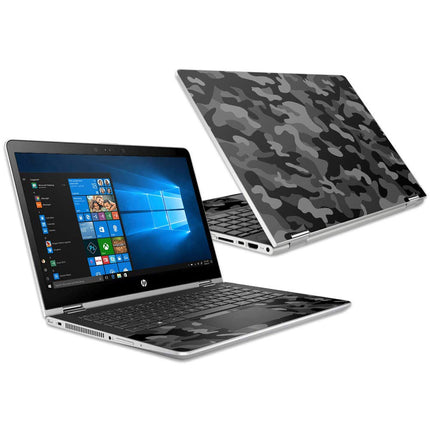 MightySkins Housse compatible avec HP Pavilion x360 15,6" (2018) - Camouflage noir | Housse autocollante en vinyle protectrice, durable et unique | Facile à appliquer, à retirer et à changer de style | Fabriqué aux États-Unis