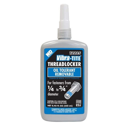 Vibra-TITE 122 Oil Tolerant Removable Anaerobic Threadlocker, 250 ml Bottle, Blue