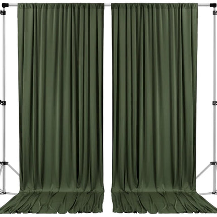 AK TRADING CO. 10 feet x 10 feet Olive Green Polyester Backdrop Drapes Curtains Panels with Rod Pockets - Wedding Ceremony Party Home Window Decorations