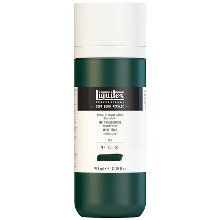 Pintura acrílica de cuerpo suave Liquitex Professional, botella de 32 oz, verde ftalocianina (tono azul)