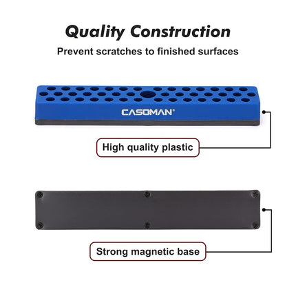 CASOMAN 2PCS 1/4" Hex Bit Organizer with Magnetic Base - Blue, 86 Hole Bit Organizer with Strong Magnetic Base, Magnetic Bit Organizer for Your Specialty