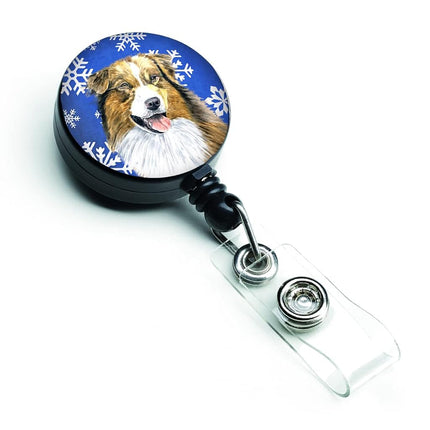 Caroline's Treasures Australian Shepherd Winter Snowflakes Retractable Badge Reel, Multicolor (SC9397BR)