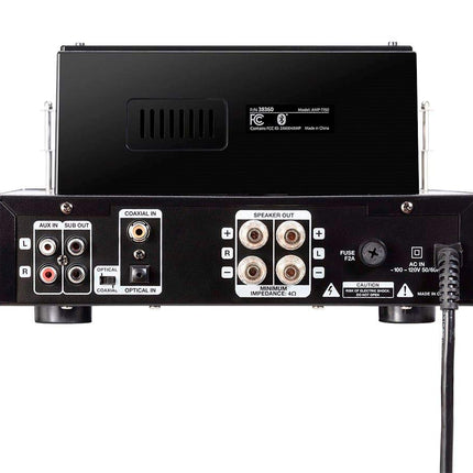 Monoprice 138360 25 Watt Stereo Hybrid Tube Amplifier 2019 Edition with Bluetooth Optical Coaxial and USB Inputs and Subwoofer Out