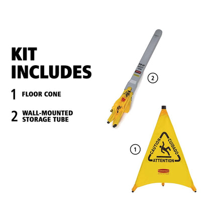 Rubbermaid Commercial Products Wet Floor Pop-Up Safety Cone | Collapsible 4 Sided Plastic Warning Sign | 76 cm, Yellow