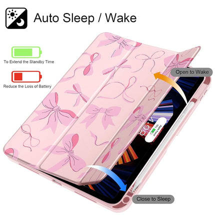 May Chen for iPad (A16) 11th Generation Case 11 Inch 2025, iPad 10th Gen Case 2022 10.9 inch, Built-in Pencil Holder with Shockproof Cover Clear Transparent Back Shell Auto Wake/Sleep, Pink P631 Bows