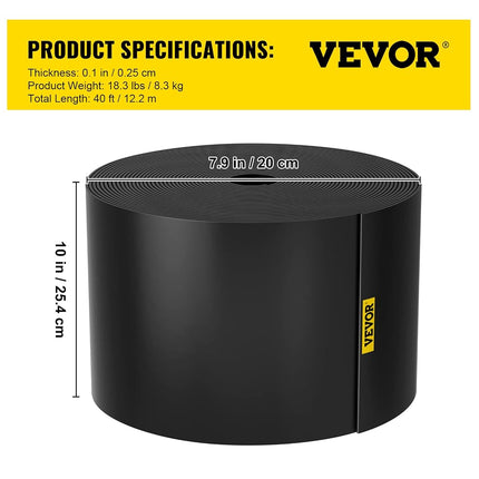VEVOR Landscape Edging, 25.4cm Depth 18.29m Total Length, Recycled HDPE Coiled Terrace Board, Flexible Bender Border for Landscaping, Lawn, Garden, Yard, Against Invading Weeds, Black