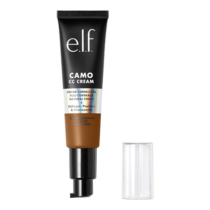 e.l.f. Camo CC Cream, Color Correcting Medium-To-Full Coverage Foundation with SPF 30, Deep 530 W, 1.05 Oz (30g)