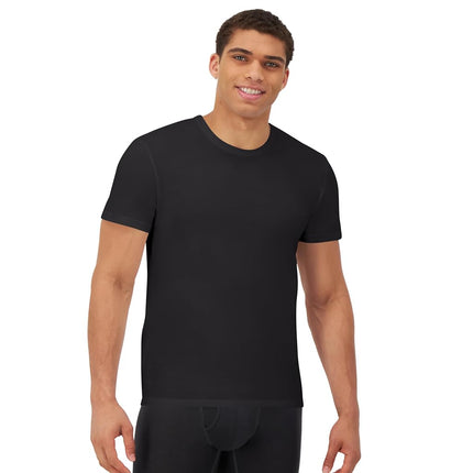 Hanes Mens Ultimate Comfort Fit Undershirt,Crewneck Stretch-Cotton T-Shirt, 4-Pack, Black - 4 Pack, XL