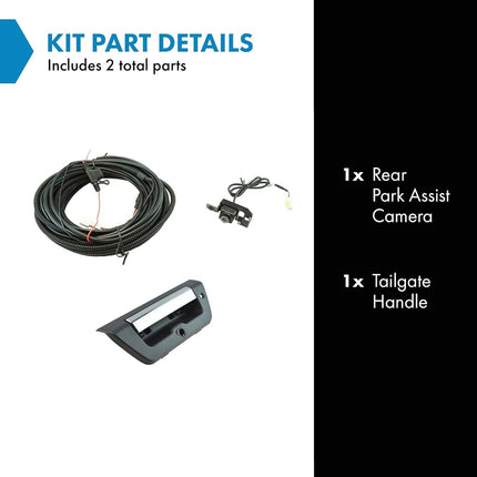 TRQ Rear View Camera Add On Kit w/Wiring Harness & Tailgate Handle Compatible with F150