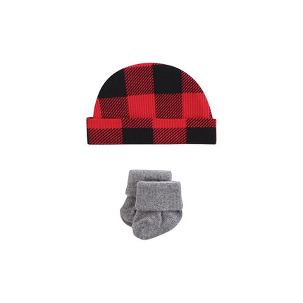Hudson Baby Unisex Thermal Preemie Layette Set 4pc Short Sleeve Outfit, Buffalo Plaid, Preemie
