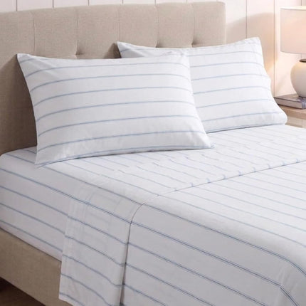 Nautica - Queen Sheet Set, Cotton Percale Bedding Set, Crisp & Cool, Lightweight & Breathable (Skippers Island Light Blue, Queen)