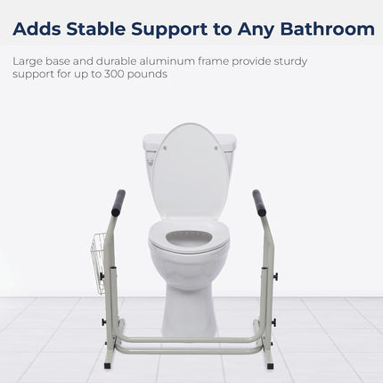Drive Medical Stand Alone Toilet Safety Rail, White