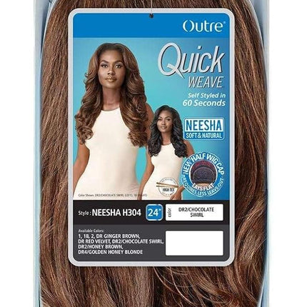 Outre Synthetic Quick Weave Half Wig - NEESHA H304 (Color:DR2/CHOCOLATE SWIRL)