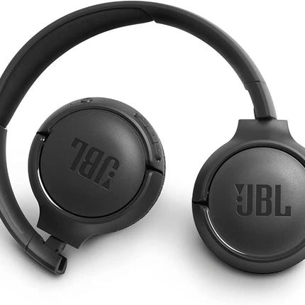 JBL TUNE 500BT - Auriculares inalámbricos Bluetooth supraaurales, incluye cable de carga extendido de 1,5 m de regalo y bolsa de almacenamiento de terciopelo - Negro