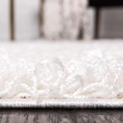 Unique Loom Solo Solid Shag Collection Area Rug- Modern Plush Rug Lush & Soft (6' 0 x 9' 0 Rectangular, Snow White)