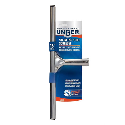 Unger Professional Stainless Steel Heavy-Duty Window and Glass Squeegee, 16"