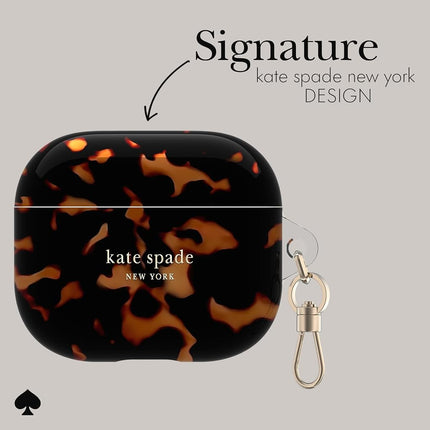 Kate Spade New York AirPods Protective Case with Keychain Ring - Tortoise, Compatible with AirPods 3rd Generation