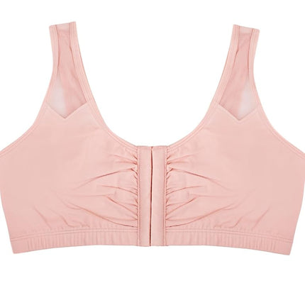 Fruit of the Loom Women's Comfort Front Close Sport Bra with Mesh Straps, Blushing Rose