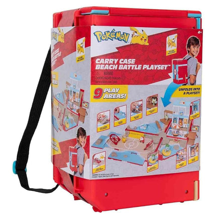 Pokémon Carry Case Beach Battle Playset - Portable Transforming Backpack Playset with Action Features and 2-inch Pikachu Battle Figure